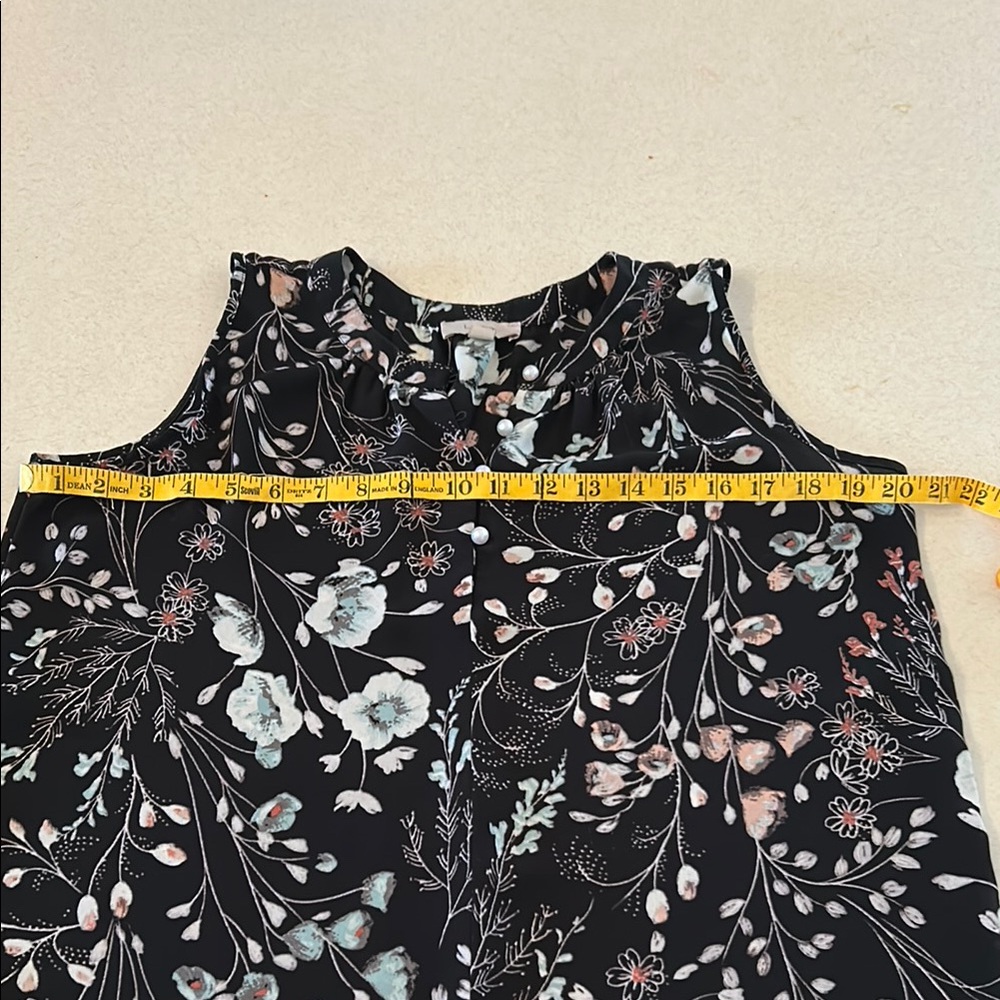 LOFT Women's Size S Black Floral Print Sleeveless Blouse - Picture 10 of 12